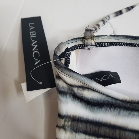 NWT La Blanca pebbled bamboo stripe versatile tankini swimsuit size 6 - Picture 9 of 14